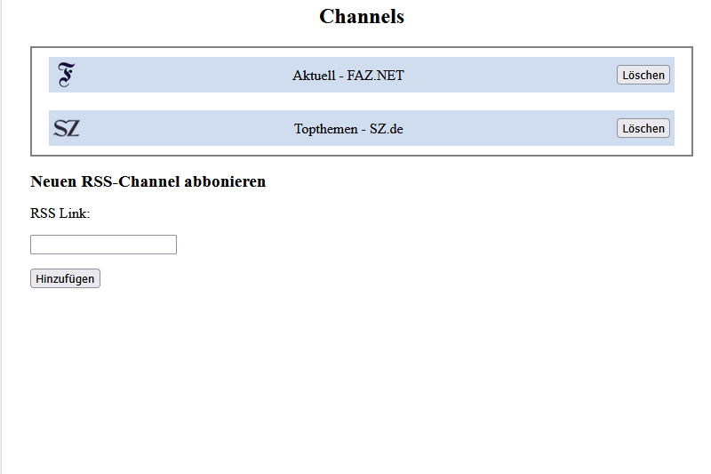 Screenshot von der Channel-Seite